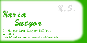 maria sutyor business card